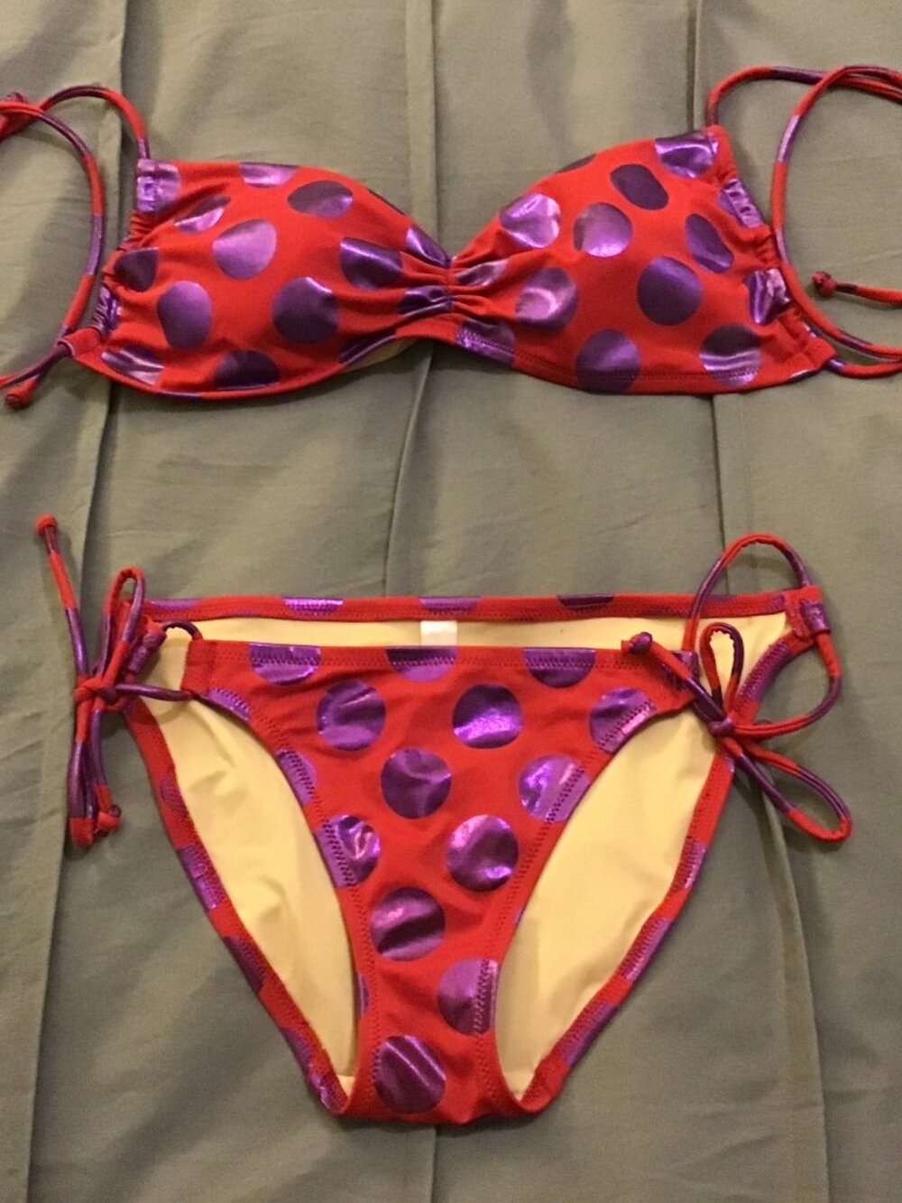 Victoria’s Secret Bikini Set – Red w/Purple Polka Dots